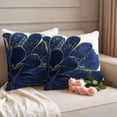 thumbnail image 2 of Navy Blue Gold Outdoor Waterproof Pillow Covers, Abstract Line Art Troditional Ink Painting Decorative Square Throw Pillowcase Sofa Cushion Sham for Patio/Couch/Chair, 18"x18" 2 Pack, 2 of 8