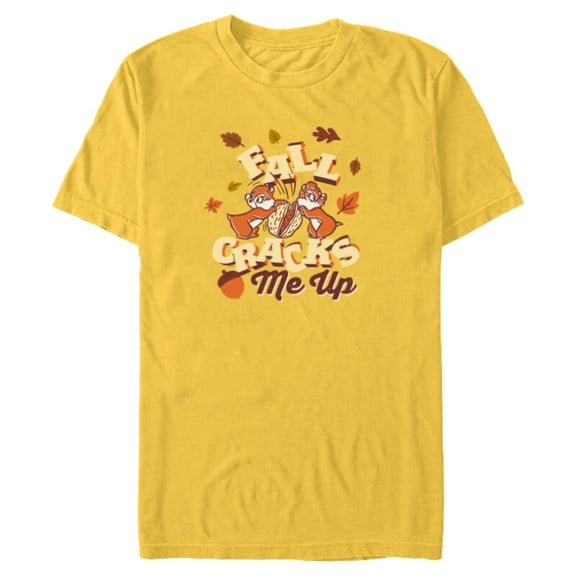 Disney Chip ‘n’ Dale Fall Cracks Me Up Funny Autumn - Short Sleeve Blended T-Shirt for Adults - Customized-Yellow