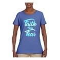 thumbnail image 2 of Wild Bobby, Faith Over Fear, Inspirational/Christian, Women Graphic Tee, Light Blue, Small, 2 of 4