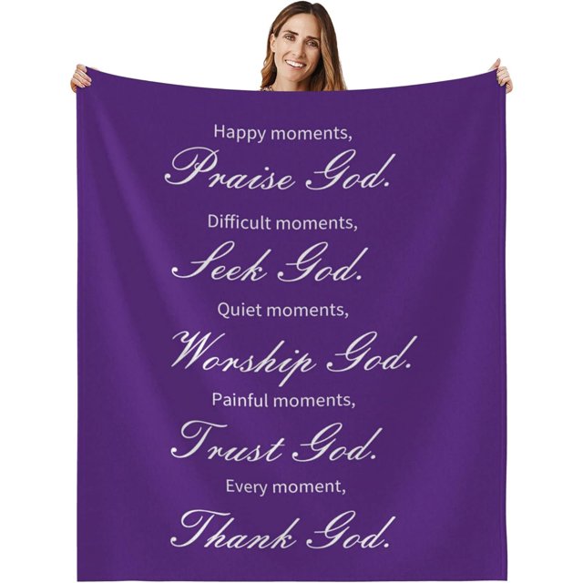 LHSHID Christian Gifts Inspirational Bible Verse Queen Blanket Catholic Scriptures Religious Cozy Lightweight Throw Blanket Religious Prayers Birthday Gifts 50"x60"