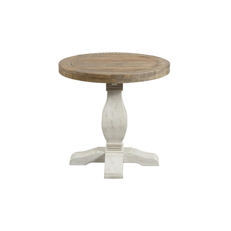 Martin Svensson Home Napa Round End Table, White Stain and Reclaimed