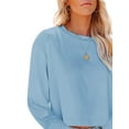 thumbnail image 3 of Eurivicy Women Long Sleeve Cropped T-Shirts Casual Solid Tops S-2XL, 3 of 4
