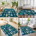 thumbnail image 4 of Large Area Rugs 8'x10', Deep Green Fishes Carpet Runner Indoor Outdoor Rugs Home Decor Aesthetic, Cartoon Coastal Ocean Fish Striped Non Slip Mats Washable Accent Rug for Living Room Bedroom, 4 of 8