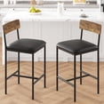 thumbnail image 1 of 2-piece bar stools con footrest - pu forrado counter height barstools con back para kitchen island, apartment, o counter bar, easy to assemble, brown, 1 of 7