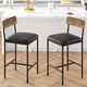 thumbnail image 1 of 2-piece bar stools con footrest - pu forrado counter height barstools con back para kitchen island, apartment, o counter bar, easy to assemble, brown, 1 of 7