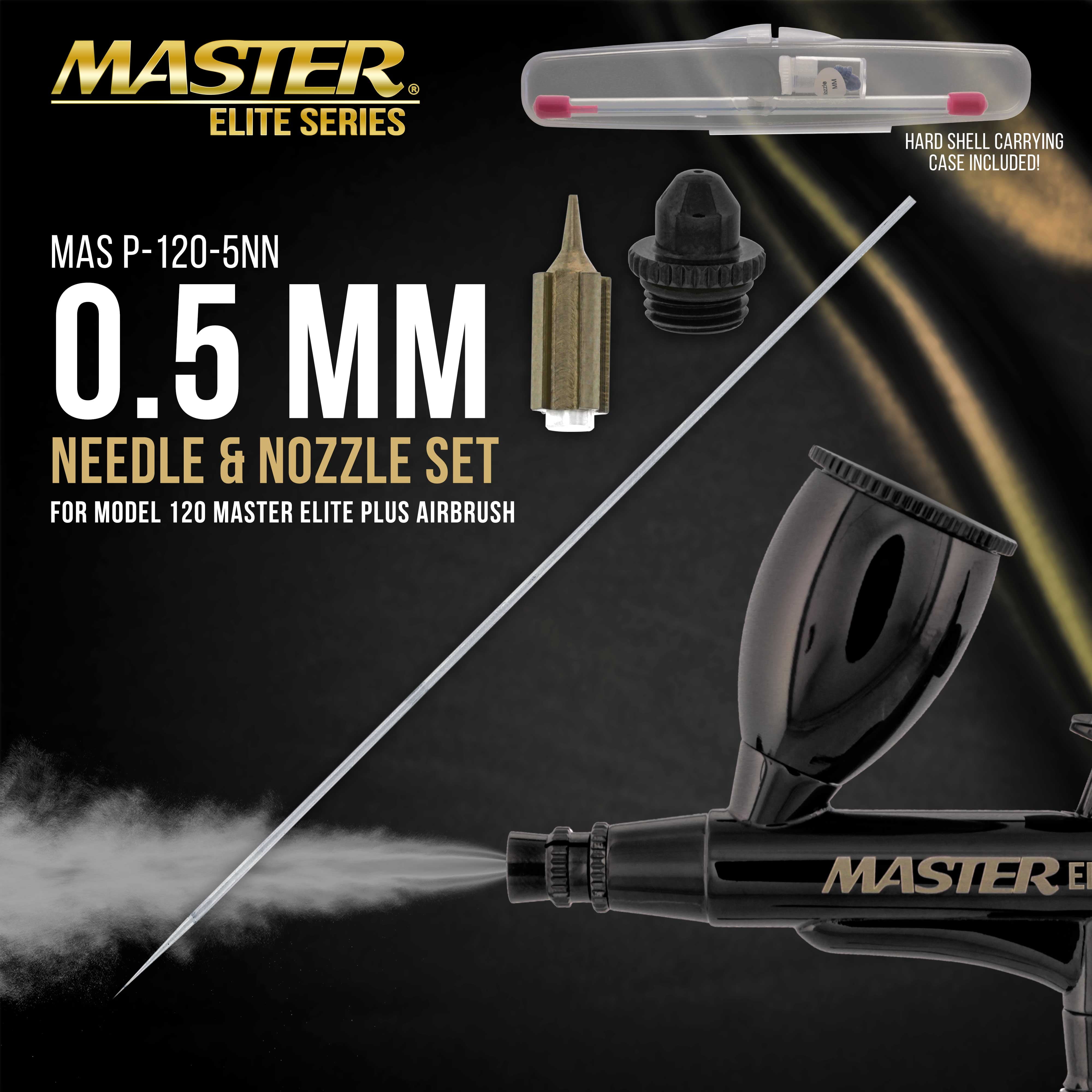 Master Elite Plus Airbrush 0.5 mm Needle, Nozzle and Fluid Tip Cap Set Only - Fits the Model 120 Master Elite Plus Airbrush - Provides Fully Atomized Spray Pattern