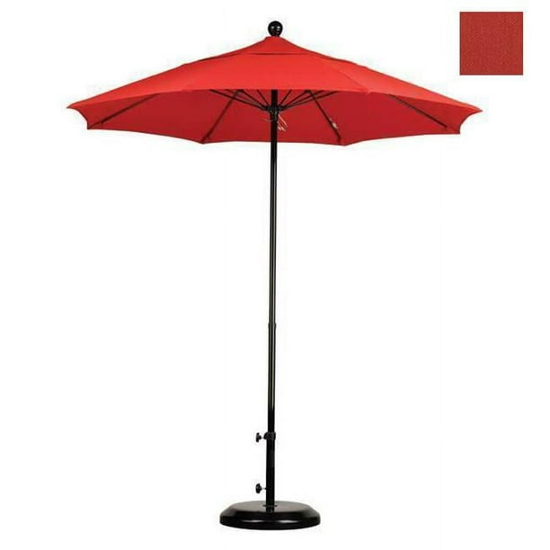 California Umbrella EFFO758-SA17 7,5 ft. Marché Complet en Fibre de Verre Poulie Parapluie Ouvert Noir-Pacifica-Tuscan