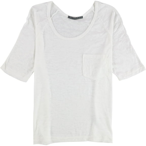 TRULY MADLY DEEPLY Womens Burnout Pocket Basic T-Shirt, White, Small