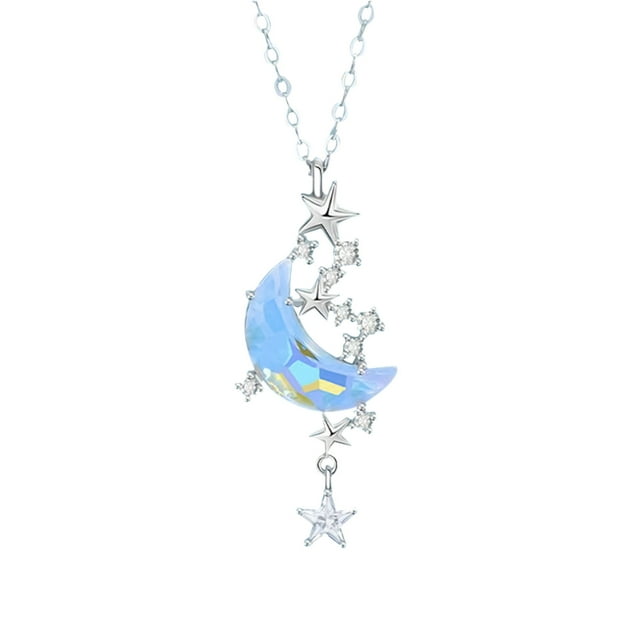 Collier Mode pour Femmes Éclaboussures de Lune Galaxie Collier Pendentif Clavicule Lune à Pampilles