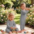 thumbnail image 7 of biudgviw Unisex Newborn Baby Jumpsuit Infant Long Sleeve Rompers Casual Buttons Textured Fall Outfits for Boys and Girls(Gray,12-18 Months), 7 of 7