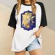thumbnail image 1 of Hazbin Hotel Moda Mujer Casual Cuello Redondo Impreso Raglan Manga Corta Camiseta Top Azul/3XL, 1 of 6
