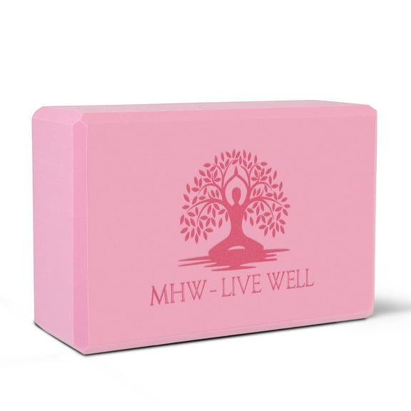 LIVE WELL Pink EVA Yoga Block - 3x6x9 inches