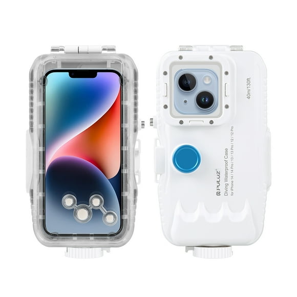 PULUZ 40M/131ft Waterproof Phone Case Diving Case Smartphone Underwater Housing Protective Case with Red Filter Neck Strap Cleaning Cloth Replacement for iPhone 14/iPhone 14 Pro/ iPhone 13/ iPhone 13