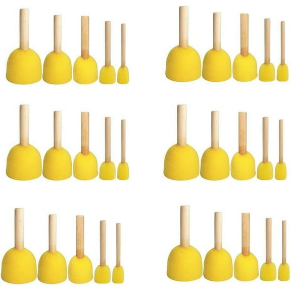 30pcs Round Paint Foam Sponge Brush Kids Painting Tools Sponge Stippler Set,5 Size,6 Lot