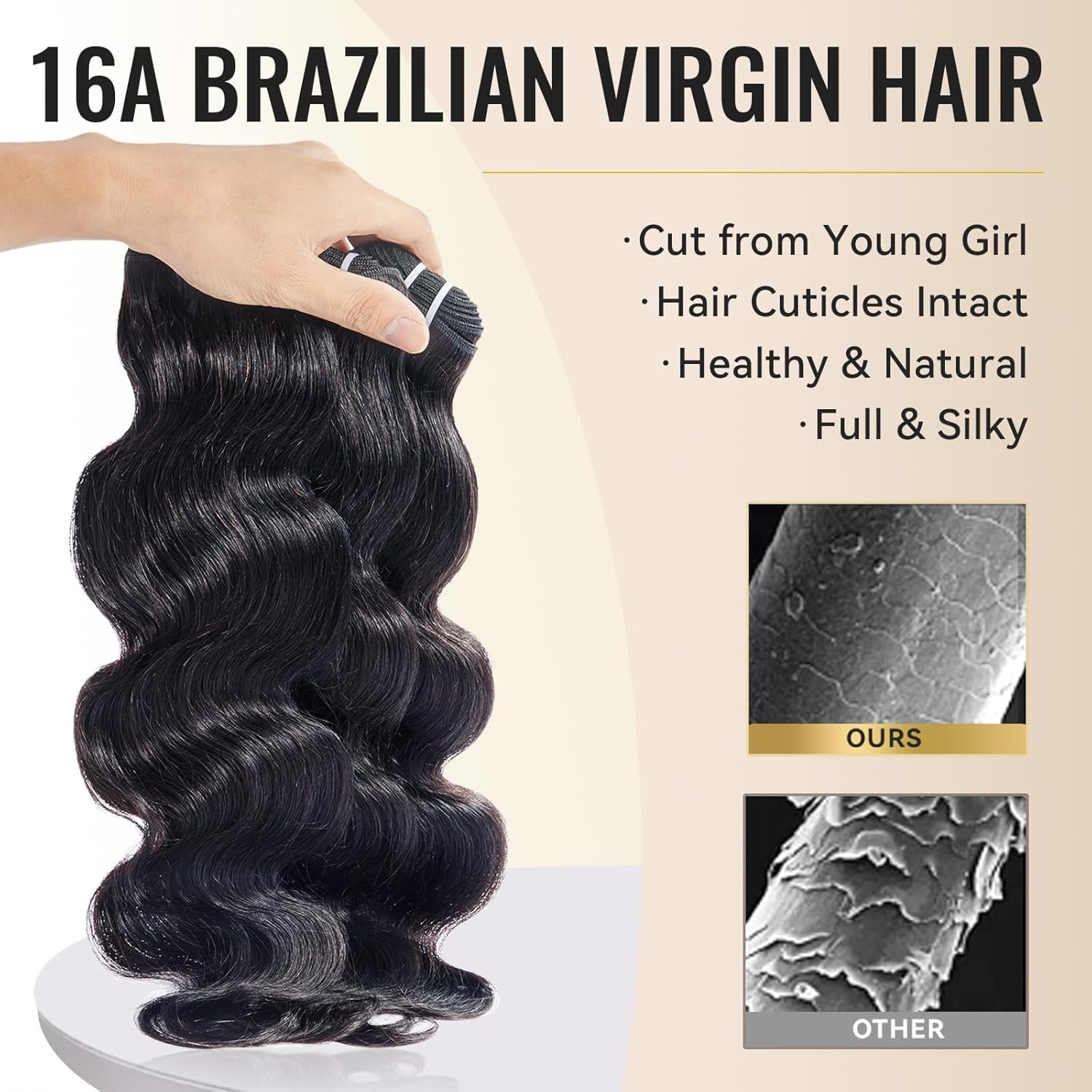 WEQUEEN 18 20 22 inch Body Wave 3 pcs Bundles Human Hair 16A Brazilian Virgin Hair Bundles Thick Weave Natural Black for Women