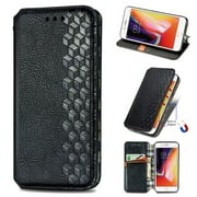 iPhone 6 Case,iPhone 6s Case,PU Leather TPU Wallet Cover with Card Holder Kickstand Hidden Magnetic Adsorption Shockproof Flip Folio Cell Phone Case for Apple iPhone 6 /6s 4.7 inch, Black