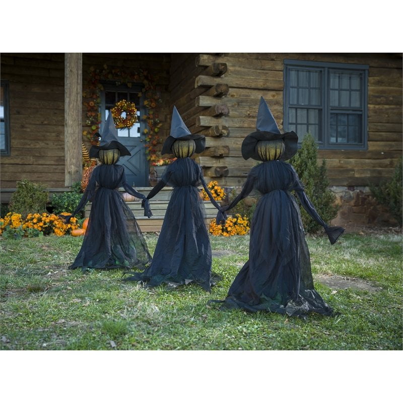 Lighted Halloween Witch Stakes, Set of 3