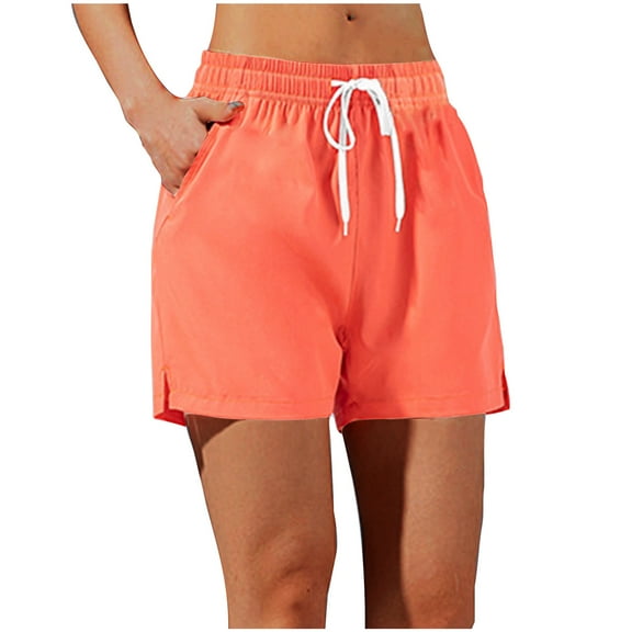 YABCSAZ Short for Women Drawstring Elastic Waisted High Waisted Wide Leg Beach Loose Athletic Short with Pockets,Summer Casual Soft Comfortable Solid Bermuda Shorts