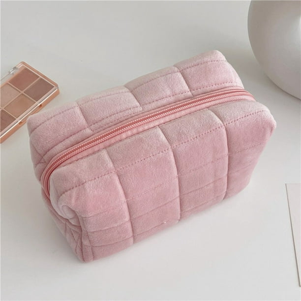 Pocmimut Small Makeup Bag,PU Leather Clear Makeup Pouch,Quart Size Travel  Small Toiletry Bag for Purse(Pink)