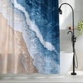 thumbnail image 2 of Ombre Blue Wave Watercolor Fabric Shower Curtain Beach Oil Painting Washable Shower Curtains for Bathroom, Waterproof Bath Curtain with Hooks Home Decor 72x84in, 2 of 8