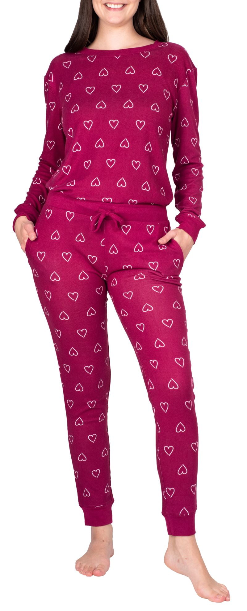 Blis Women's and Women's Plus Sleep Long Sleeve Pajama Jogger Set