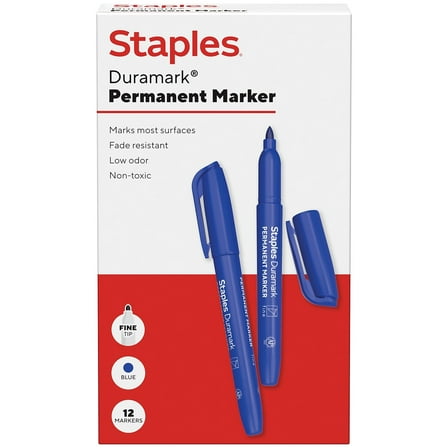 Staples Duramark Permanent Marker Fine Tip Blue Dozen (ST62950)