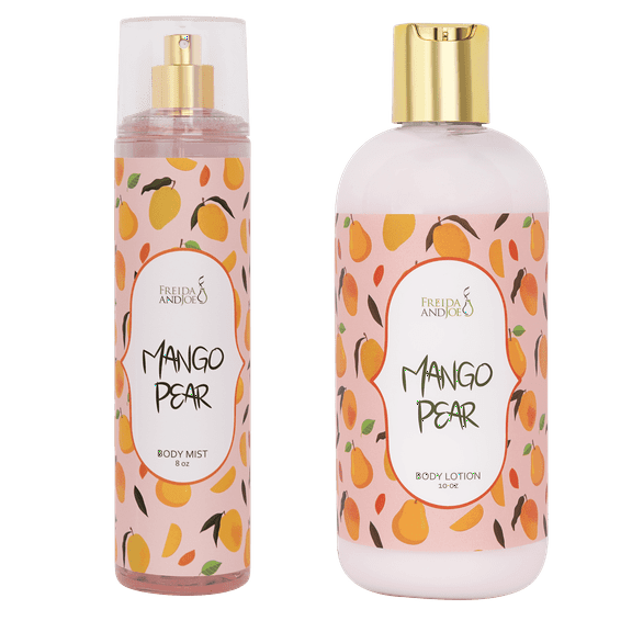 Mango Pear Spa Gift Set with Body Lotion and Body Mist, Refreshing Bath and Body Set, Relaxing Self Care Gift