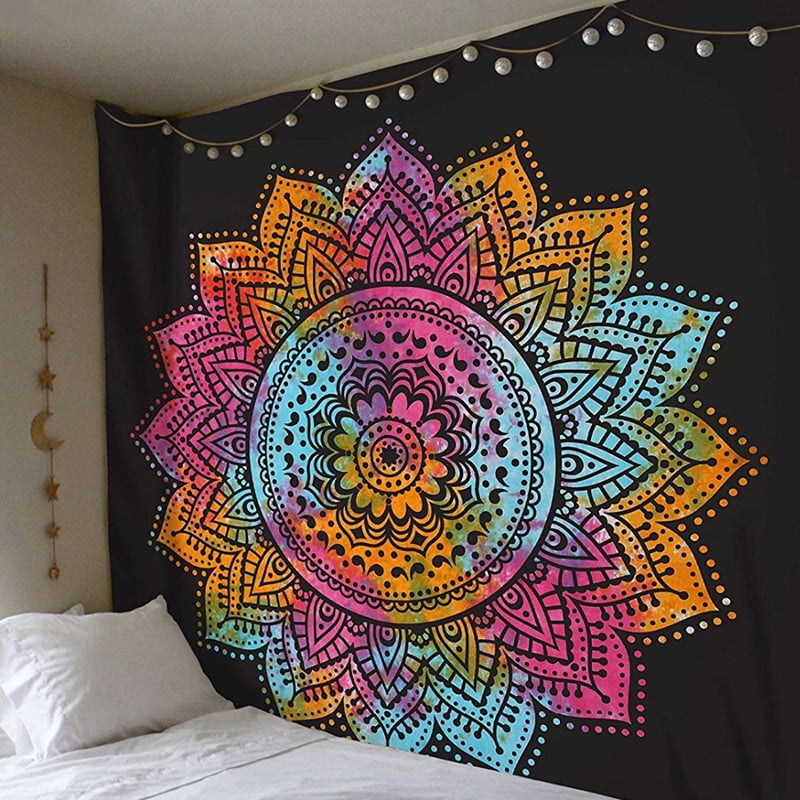 Decor For Dorm Living Room Bedroom Psychedelic Flower Tapestry Trippy Hippie Bohemian Wall Tapestry Psychedelic Mandala Tapestry