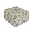 thumbnail image 1 of Owl Rectangle Pouf, Cool Looking Owls Different Shapes and Sizes Drawing Style Sketch Pattern Print, Foot Stool for Living Room Office Ottoman with Cover, 25", Brown Reseda Green, by Ambesonne, 1 of 4