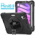 thumbnail image 2 of For Apple iPad Mini 6 (2021) Heavy Duty Rugged Hybrid with Kickstand, Shoulder Hand Strap, Pencil Holder Shockproof Full Protective Cover ,Xpm Phone Case [Black], 2 of 8