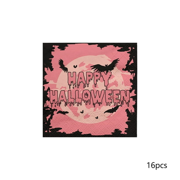 Diceymbol Halloween Party Napkins 16-Pack 6.5" Festive Spooky Printed Paper Napkins for Dining, Decor & Themed Celebrations Multicolor Disposable Design