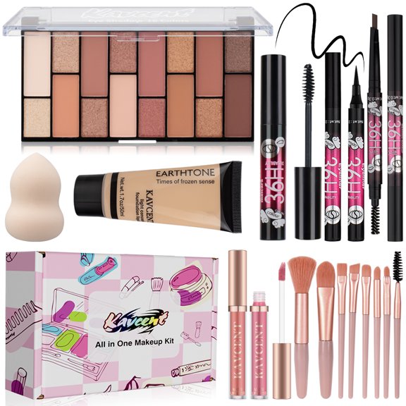 Makeup Sets for Women Full Kit,Makeup Kit for Teens & Beginner Girls, Makeup Gift Set with 16 Colors Makeup Palette, Mascara, Eyeliner, Eyebrow Pencil, Foundation, Lip Gloss