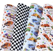 Race Car Wrapping Paper - 6 Large Sheets Race Car Checkred Flag Birthday Wrapping Paper for Boys Girls, 39.4 x 27.6 Inches Per Sheet (Race Car Birthday)
