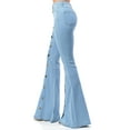 thumbnail image 4 of Purple Candy Womens Juniors Denim High Rise Button Flares (Large, Light Blue), 4 of 4