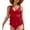 Red, variant on One Piece Swimsuits for Women With Skirt High Waisted Bikini Sets Ruffle Sling Swimsuits Crisscross Tie Back Bathing Suit Swimwear