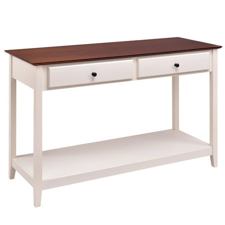 - Costway Wood Console Sofa Table Accent Stand with Drawer and Shelf Entryway Living Room