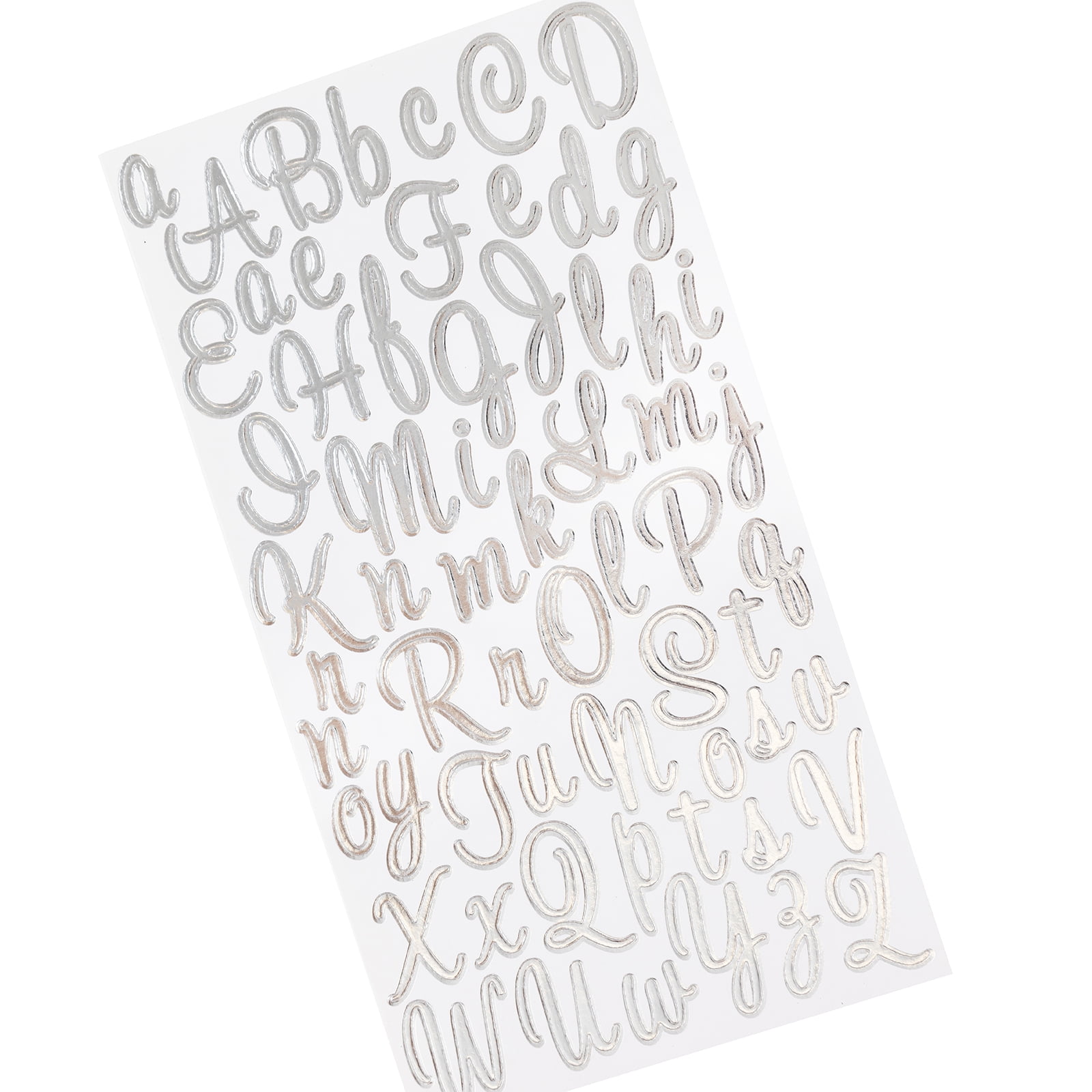 Sticko Solid Small Silver Sweetheart Script Vinyl Stickers, 62 Piece 