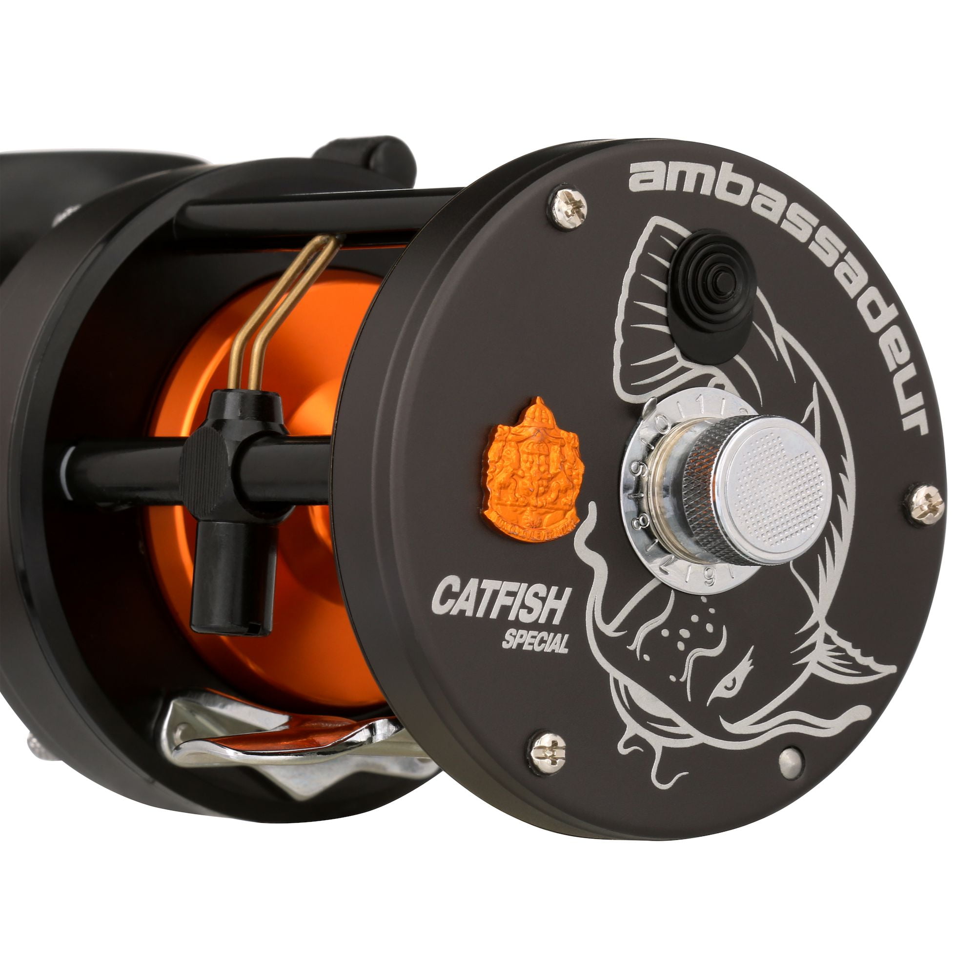 abu garcia 7000 catfish special round reel C3 Duragear brass main gear for extended gear life and a four pin centrifugal brake for controlled casts. Abu Garcia Reel Catfish 1000