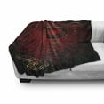 thumbnail image 3 of Christmas Soft Flannel Fleece Throw Blanket, Abstract Floral Background Traditional Ornaments Lines Dots Yuletide, Cozy Plush for Indoor and Outdoor Use, 50" x 60", Yellow Ruby Burgundy, by Ambesonne, 3 of 6