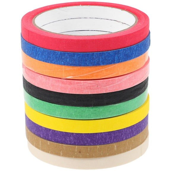 KAKOWELY 10 Rolls Masking Tape for Painting and Artists Assorted Color Paper 10.00X10.00X1.00CM