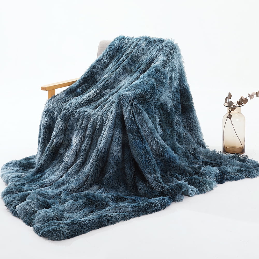 YLHHOME Tie Dye Reversible Long Shaggy Blanket Velvet Throw Rug Sofa