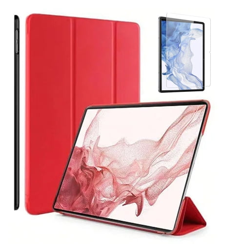 SuperShield Folio Case for Samsung Galaxy Tab S10 Lite/ S10 FE/ S9 FE 5G 10.9 Inch/Tab S9 11 Inch Case With Screen Protector Multi-Angle Viewing Protective Cover - Red