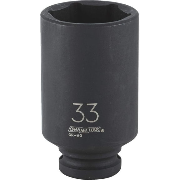 Channellock 1/2" Drive 33 mm 6-Point Deep Metric Impact Socket