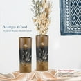 thumbnail image 4 of Flourished Plumeria Flower Brown Cylindrical Mango Tree Wood Set of 2 Vase, 4 of 4