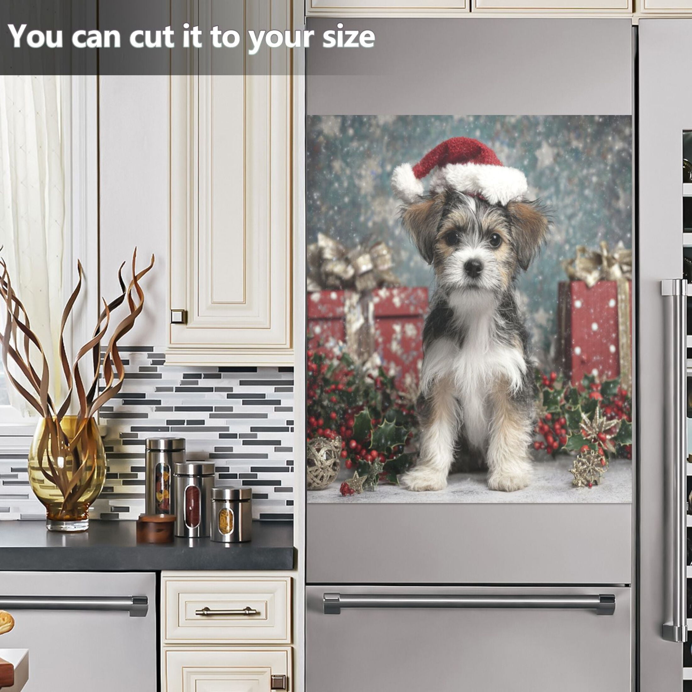 Dishwasher Sticker Magnetic Dishwasher Sticker Magnetic Decorative Sticker Refrigerator Sticker Dishwasher Decorative Stickers Cute Christmas Black Dog