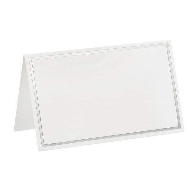 Tarjetas de saludo en blanco Uxcell, paquete de 50, tarjeta en blanco decorativa plegable, tono plateado blanco