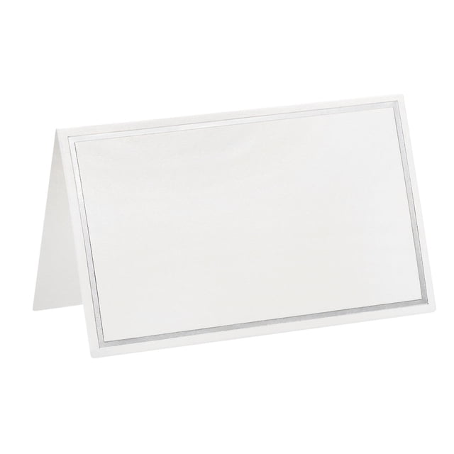 Tarjetas de saludo en blanco Uxcell, paquete de 50, tarjeta en blanco decorativa plegable, tono plateado blanco