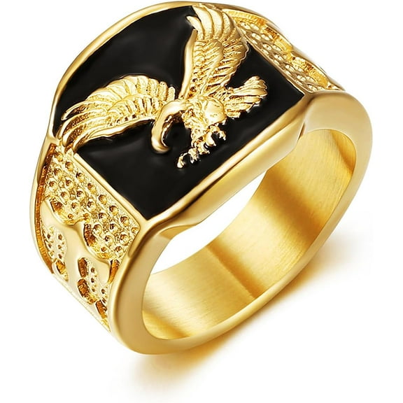 Eagle Ring for men Vulture ring Stainless Steel Hip Hop ring for Men Vintage Animals Rings Iced Out Jewelry Punk Ring Club ring Heavy Metal ring