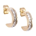 thumbnail image 1 of Aretes Mujer con Zirconia Cúbica LuckyLy, Arracadas de Acero Inoxidable de Media Luna, Modelo Dara dorado UNITALLA, 1 of 8