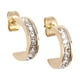 thumbnail image 1 of Aretes Mujer con Zirconia Cúbica LuckyLy, Arracadas de Acero Inoxidable de Media Luna, Modelo Dara dorado UNITALLA, 1 of 8